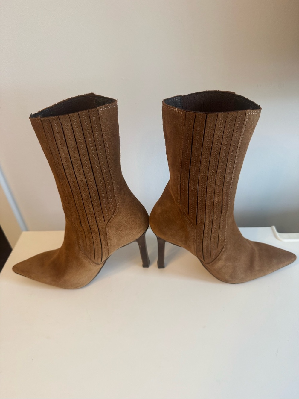 L’Intervalle Brown Suede Pointed Toe Mid-Calf Boots | EU 38